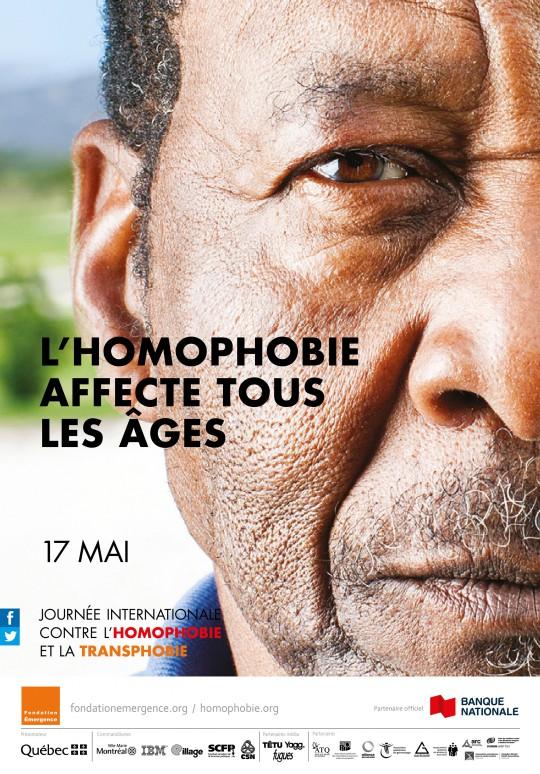 L'Homophobie affecte tous les âges Le visage d'un homme coupé au milieu, regard vers nous