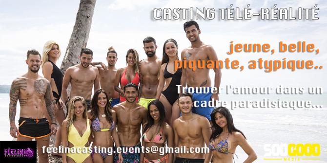 Casting téléréalité Des hommes torse nu et des filles en maillot de bain. Recherche une jeune femme : jeune, belle, piquante, atypique.