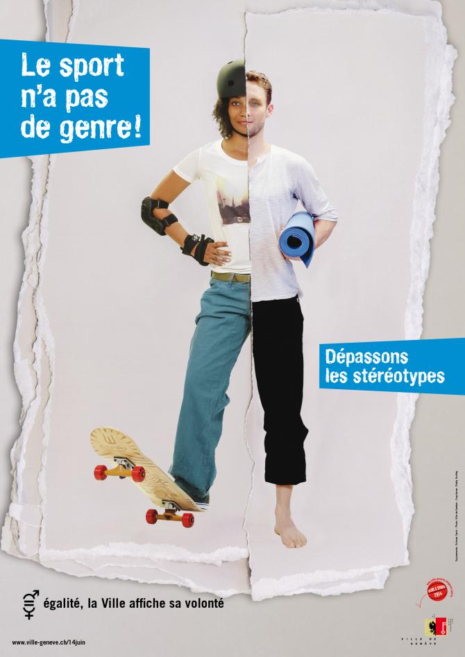 Genre et sport : skate/yoga Un corps moitié skateuse, moitié pratiquand de yoga.