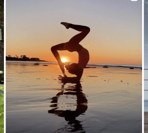 3 silhouettes de femmes pratiquant le yoga 