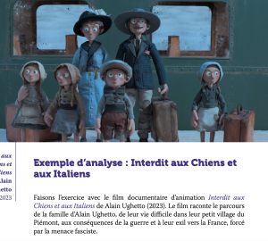 Une photo du film Interdit aux chiens et aux italiens comme exemple d'analyse