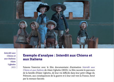 Une photo du film Interdit aux chiens et aux italiens comme exemple d'analyse