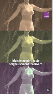 Femme en culotte et soutien-gorge nombril couvert